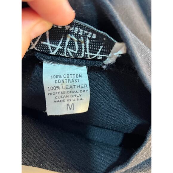 VTG Xabia Sweater 80s Medium Black Leather Shoulder Flames Whimsygoth Vampire - Picture 9 of 9